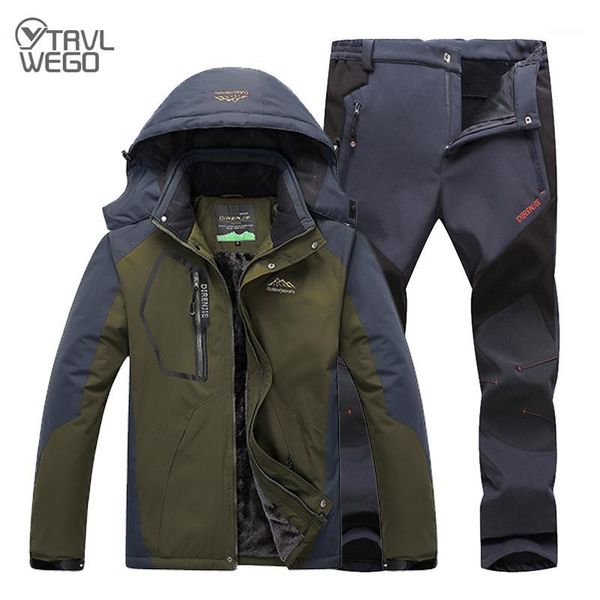 

skiing jackets trvlwego winter ski suit men windproof waterproof snowboard jacket&pants outdoor super warm 2 in 1 thermal fleece snow clothe