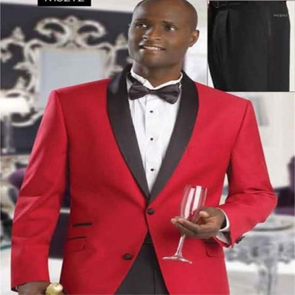 

tpsaade 2 pieces mens suit one button 2020 design white/red groom wedding men slim 2 dress party men suit custom jacket+trousers1, White;black