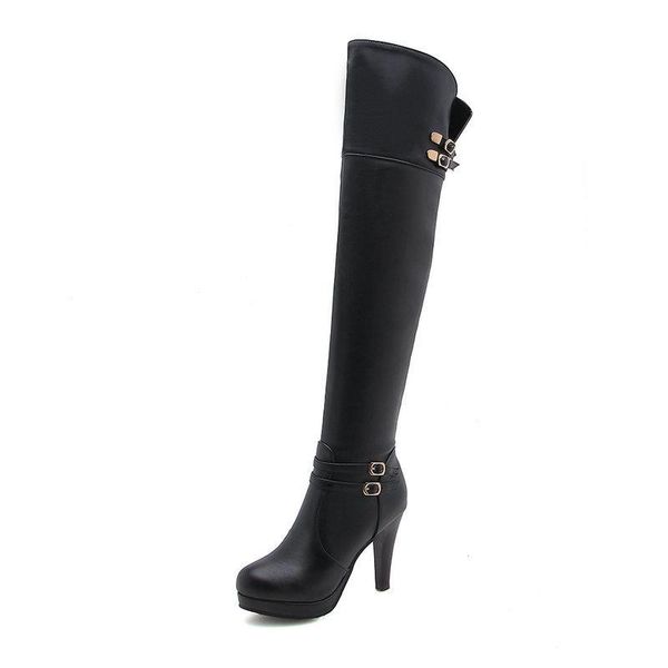 

deat 2020 new autumn winter fashion high heels knight thick heel knee waterproof platform high boots women long boots sg053, Black