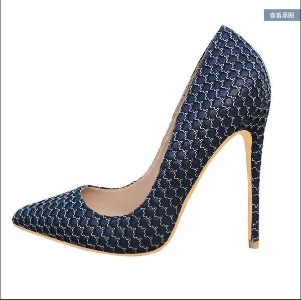 

fashion women pumps designer lady high heel blue python snake pointed toe stiletto heels brand new lady high heel, Black