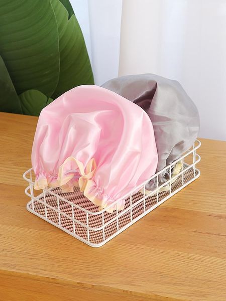 

1pcs women solid color shower cap satin bonnet with elastic band female hair bonnet hair cap home bathroom gadgets tools