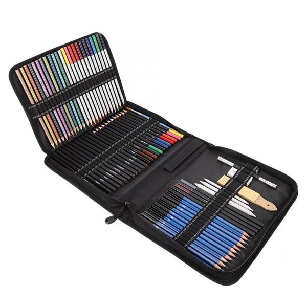 72pcs schizzi disegno matita colorata arte matita carboncino set con borsa per il trasporto matite colorate per matite artistiche per bambini set Y200709