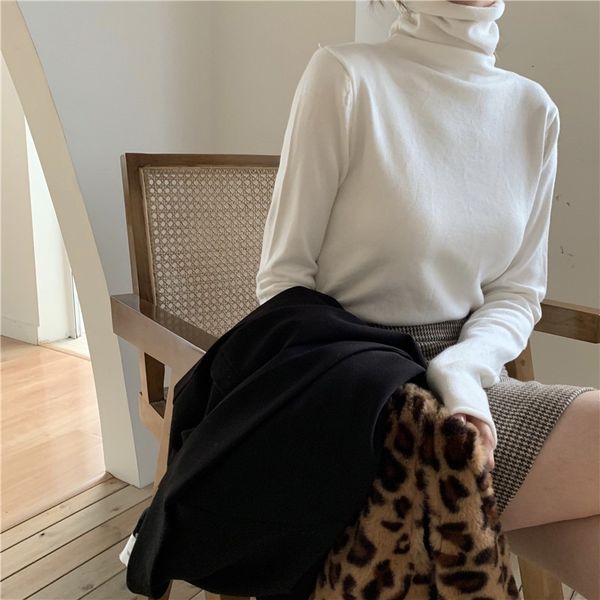 

2021 new thick turtleneck jumper women's winter gowns cotton lady from the heavyset office sweater knitted shirt sleeve big 2o0z, White;black