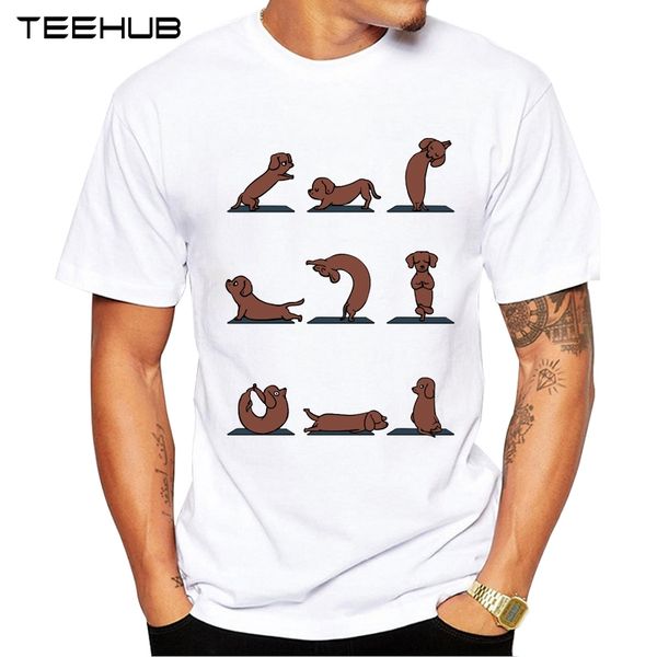 

teehub men's fashion dachshund yoga printed short sleeve t-shirt hipster o-neck design cool desgin tee sport hooded sweatshirt hoodie