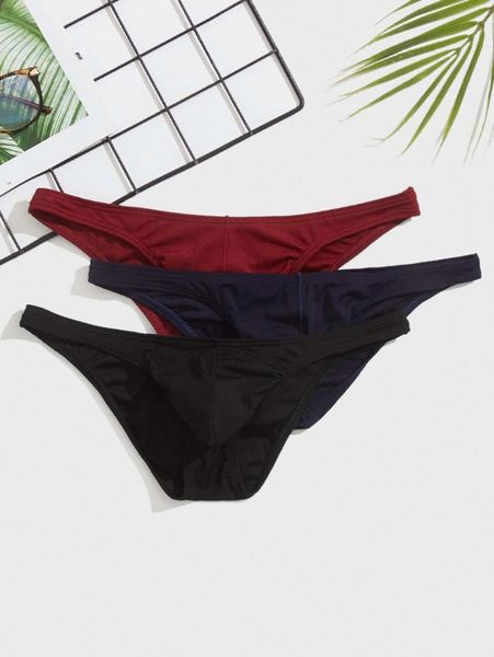 

men 3pcs solid brief a8ju#, Black;brown