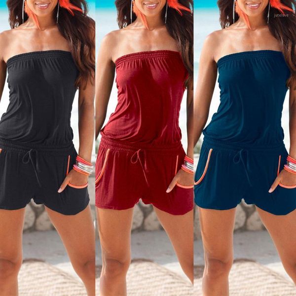 

summer sport sleeveless backless comfort rompers women casual one-collar short jumpsuit 2020 new playsuits mini bodysuit1, Black;white