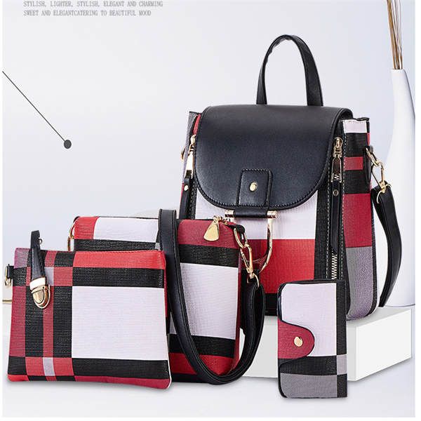 

backpack exquisite dual-use 2019 four seasons new multi-functional three women bag back carrying qiao women net red backpack women, Black;red