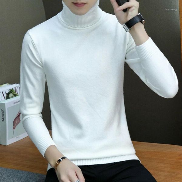

men casual style sweaters full sleeve length pullovers item type turtleneck collar solid pattern type thickness1, White;black