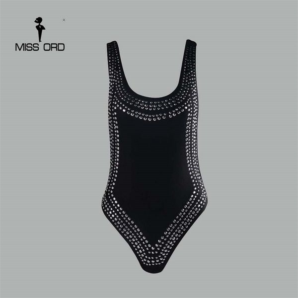 

missord tight u-neck rhinestone reflective bodysuit ft4371 y200401, Black;white