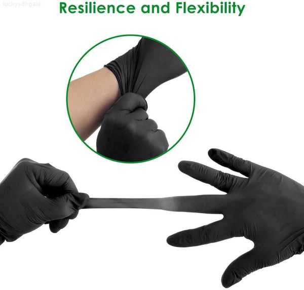 

nitrile latex black rubber disposable mechanic exam gloves powder-201019