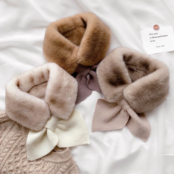

autumn and winter pure color warm knitted scarf women's korean versatile imitation rabbit hair collar fashion cute versatile hair neck, Blue;gray