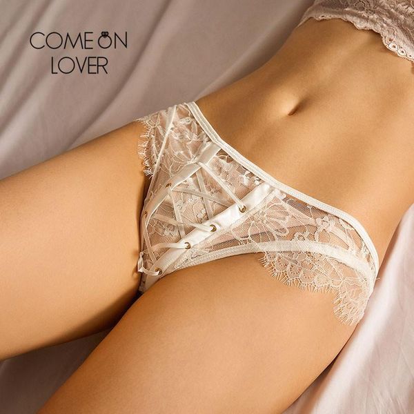 

comeonlover women lace underwear low waist panties plus size straps lingerie female hollow out transparent g strings pi51381, Black;pink