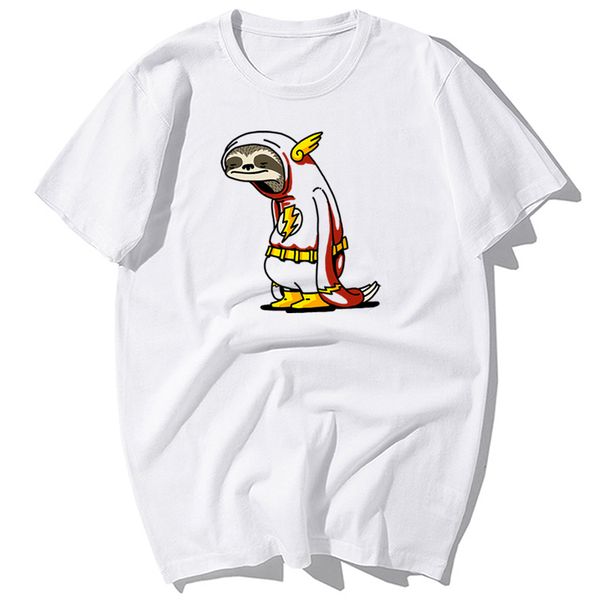 

funny design the flash super hero sloth print summer casual short sleeve hip hop harajuku streetwear hooded sweatshirt hoodie men t shirt