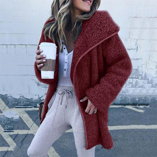 

women's jackets 2021 warm winter womens fluffy teddy bear long wool coat jacket clothing long-sleeved thick open-knit fashion1, Black;brown