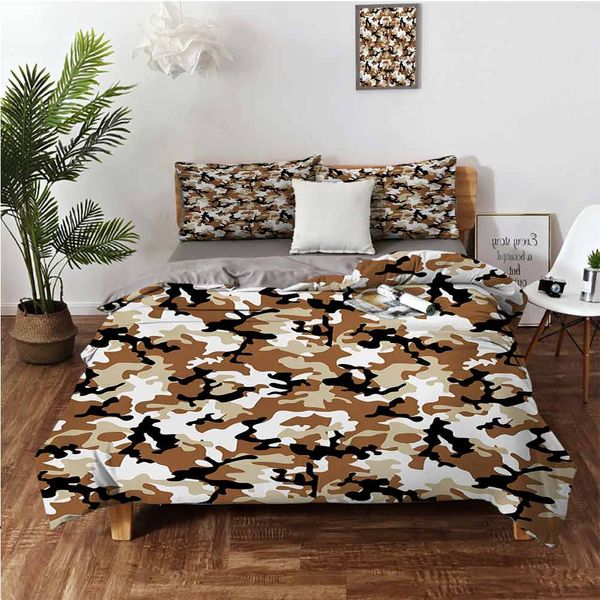 

abstract army military style in various shades of brown patternbedding 3-piece set