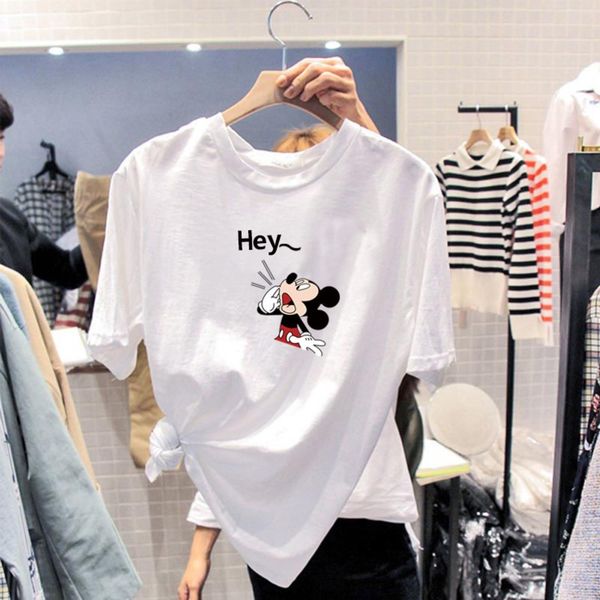 

r2jnj net red coat t-shirt sleeve t-shirt short women ins super fire medium length loose cartoon european mint green student summer w, White