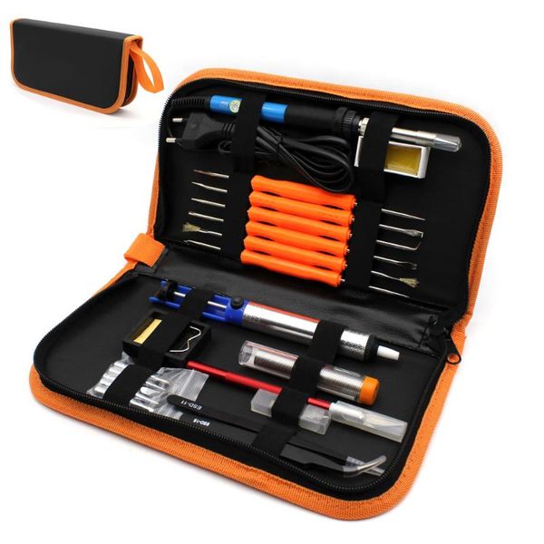 

hand & power tool accessories eu plug 220v 60w adjustable temperature electric soldering iron kit 5pcs tips portable welding repair tweezers