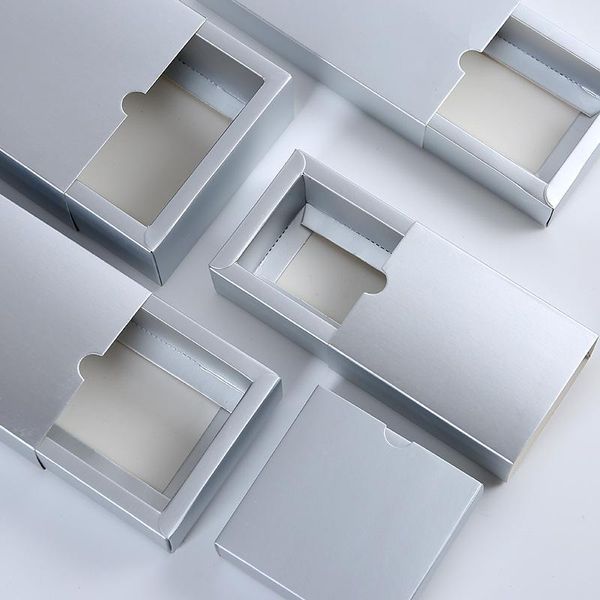 

10 size drawer shaped silver paper package box for handmade soap jewelry wedding candy gift boxes1
