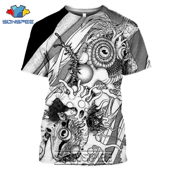 

junji ito horror anime japanese men 3d print shirts hippie harajuku hentai men clothing