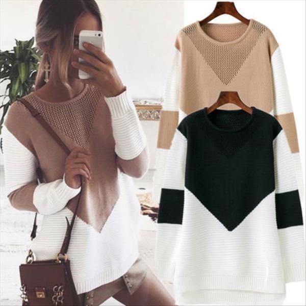 

2021 new fashion women sweater casual long sleeve jumper pullover ladies knitwear sweater regular soft coat jacket outwear, White;black