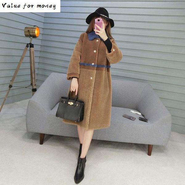 

wool 100% jacket autumn winter coat women clothes 2020 korean vintage long sheep shearling suede lining abrigo mujer bgs80645, Black