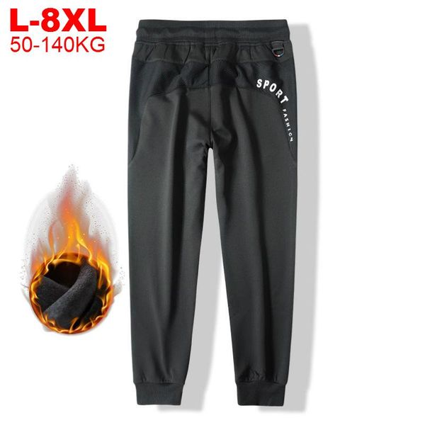 

men's sports pants plus size 8xl hip hop streetwear fleece winter joggers male harajuku jogging trackpants loose sweatpants men, Black