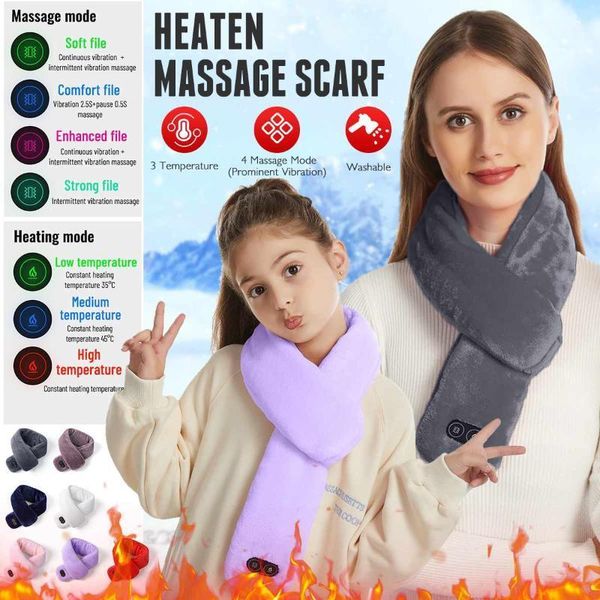 

cycling caps & masks winter outdoor warm scarf usb heated women men heating couple for skiing camping hiking massage1, Black