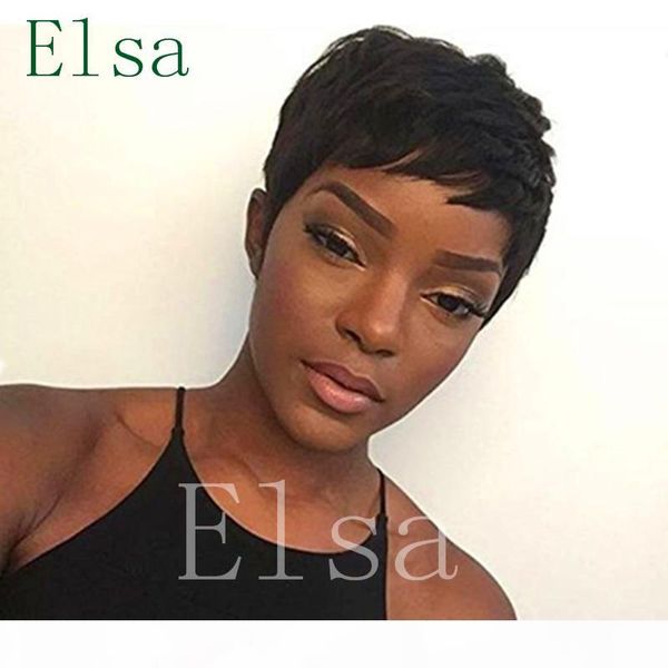 

top pixie cut короткий для афроамериканцев лучшего бразильских волос париков ранга бразильского виргинских бесклеевой парики волос волос кру, Black;brown