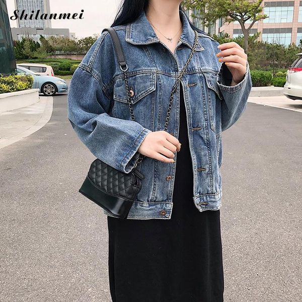 

women basic denim jacket women 2020 autumn long sleeve denim coat streetwear jeans jacket casual loose blue outwear, Black;brown