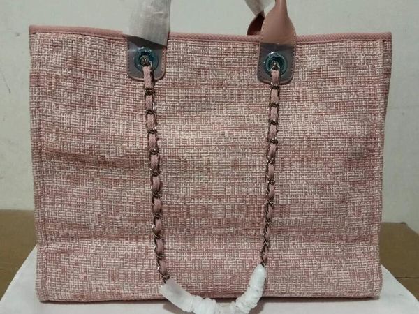 Realfine Bags A66941 38 cm rosa Farbe Maxi-Einkaufshandtaschen Lammleder-Geldbörse für Damen Gold-/silberfarbene Metallbeschläge werden mit Staubbeutel geliefert