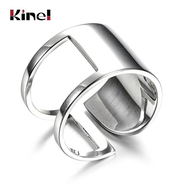 

kinel 925 sterling silver wedding ring classic geometric finger ring women wedding engagement jewelry gift, Golden;silver
