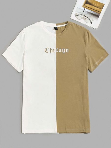 

men letter graphic colorblock tee g9h9#, White;black