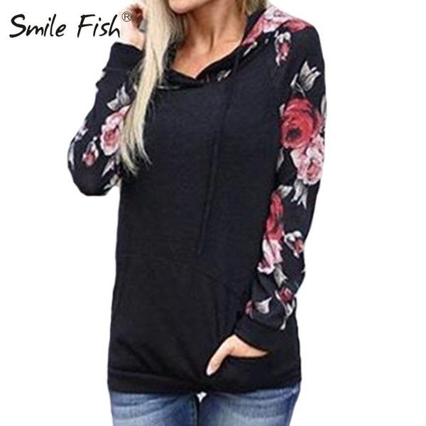 

women's hoodies & sweatshirts fashion women printed long sleeve cotton floral plus size autumn casual clothes gv427, Black