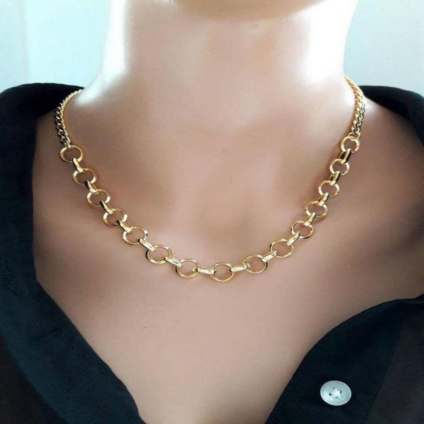 

chains designer original metal thickened o-shaped chain necklace bohemian style fashion simple net red jewelry ladies party gift, Silver