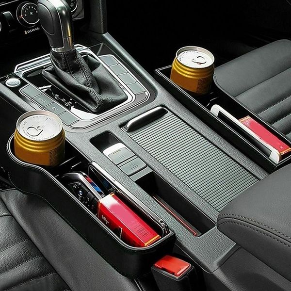 

the new 1pair universal auto car seat crevice abs+leather storage box cup phone holder organizer reserved design accessories