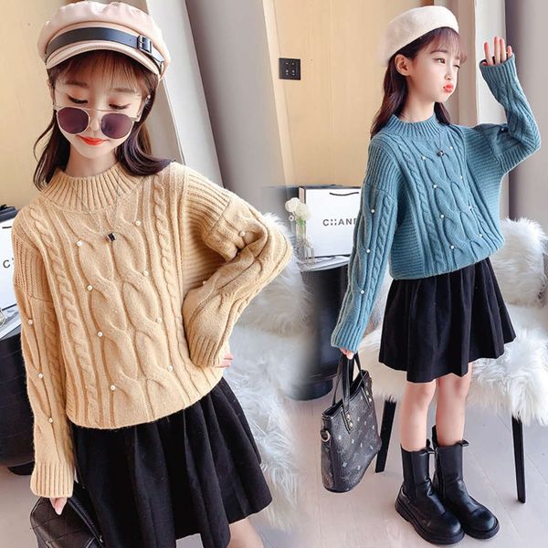 

children's nail autumn and winter cloth bead sweater 2020 new thickened t-shirt girls' foreign sle bottom coat a99d, Blue