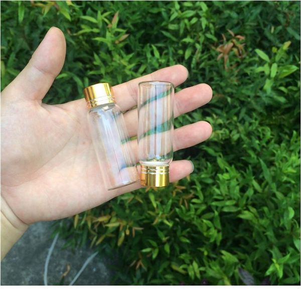 

27*70mm 24pcs 25ml glass bottles aluminium screw golden cap empty transparent clear liquid gift container wishing bot bbyivr