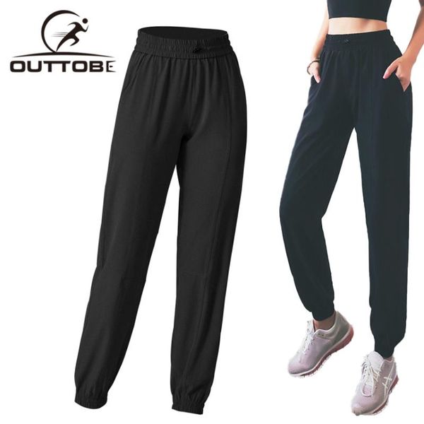 

outtobe women sport pants high waist fitness pants fast dry leisure unlimited casual long super elastic, Black;blue