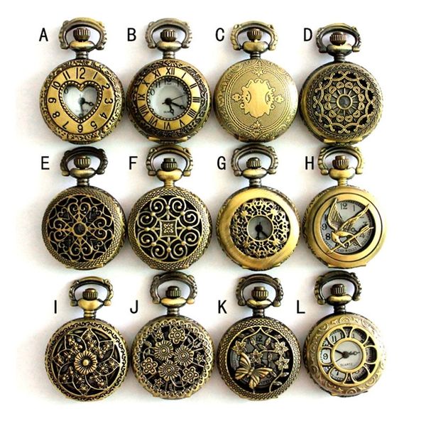 

apw002) assorted 12 designs vintage bronze steampunk pocket watch necklace watch pendant,whoesale,xmas party gift. t200502, Slivery;golden