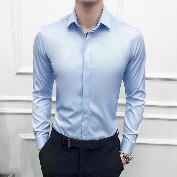 

2020 5xl men shirts long sleeve office shirt for men plus size business mens tuxedo shirts plain white shirt xxxxl1, White;black