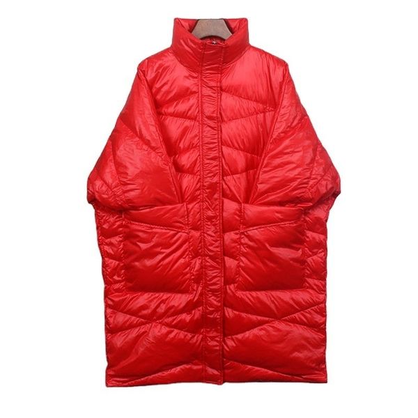 

2021 new winter female cotton clothes longer size new long sleeve lapel thick colour solid fashion drop bright f75 jacket lg51, Black