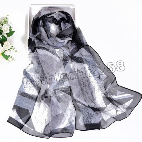 Múltiplos cor gradiente cor rosa flor chiffon georgette lenço mulheres foutus folha longa xaile verão bandana elegante