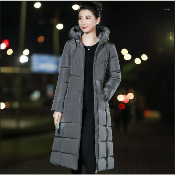 

parkas 2019 winter down jacket women long coat warm parkas thick female warm wool fur collar jackets plus size basic 1, Black
