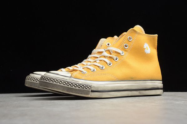 

quan zhilong daisy yellow 162054c high sports star classic canvas shoes sports shoes men and women casual shoes size: 35-44, White;red