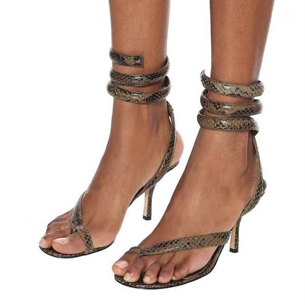

sandals snake pattern heel gladiator clip toe summer fashion beach shoes ladies prom shoes1, Black
