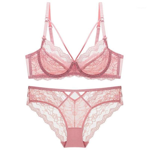 

classic bandage lingerie push up bra set lace underwear set transparent brassiere large size women underwear1, Red;black