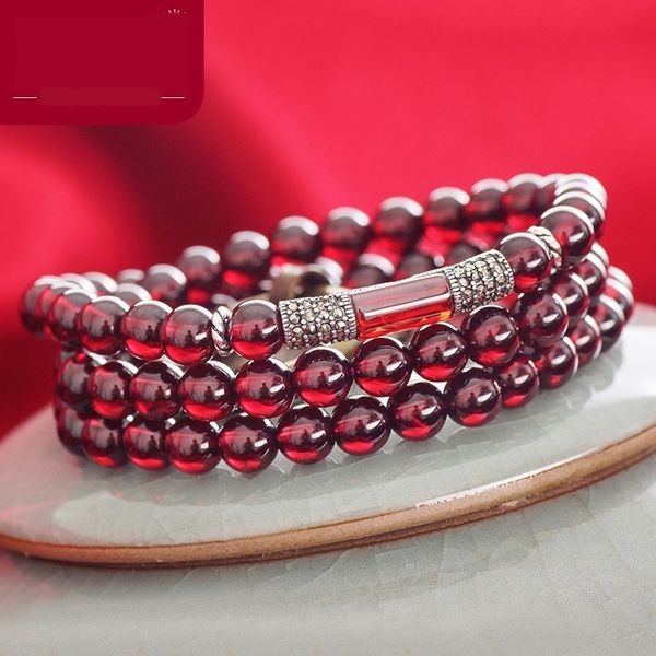 

crystal wine red natural garnet jewelry bracelet garnet bracelet lady s925 silver xiangyun multi circle hand string hand jewelry hi5nt hi5nt, Golden;silver