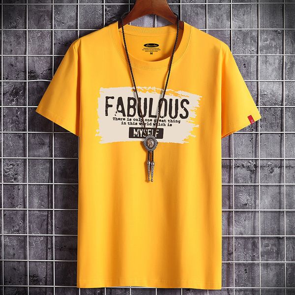 

high-quality men's fashion letter t-shirt boy summer o-neck breathable printed shirt hip-hop plus short-sleeved kg-281, White;black
