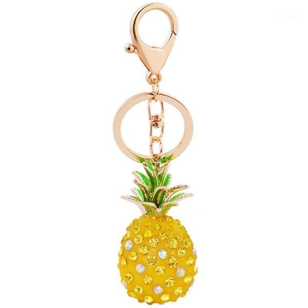 

stylish fashion creative resin pineapple shaped keychain girl bag charm gift rhinestone cute keychain llaveros l01191, Silver