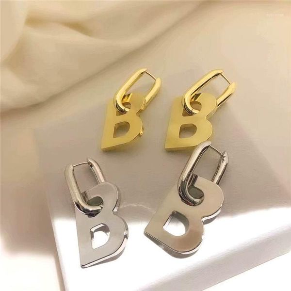 

big letter earrings 2020 new fashion jewelry statement personality heavy metallic earings wholesale1, Silver